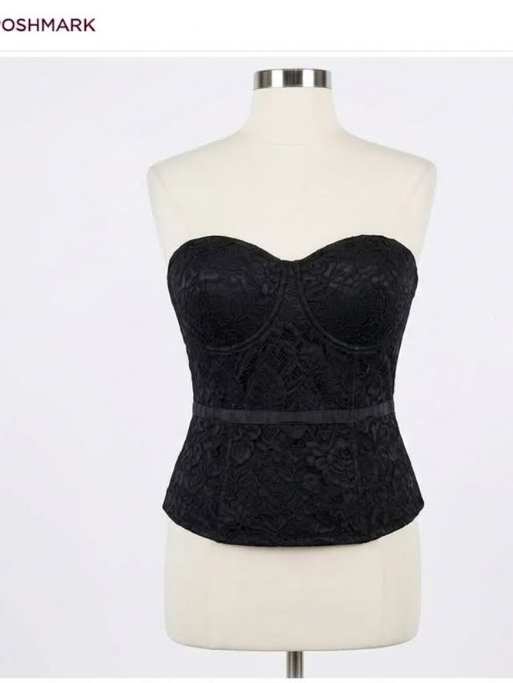 Lane Bryant Black Lace Strapless Bustier Corset Top Size 20
